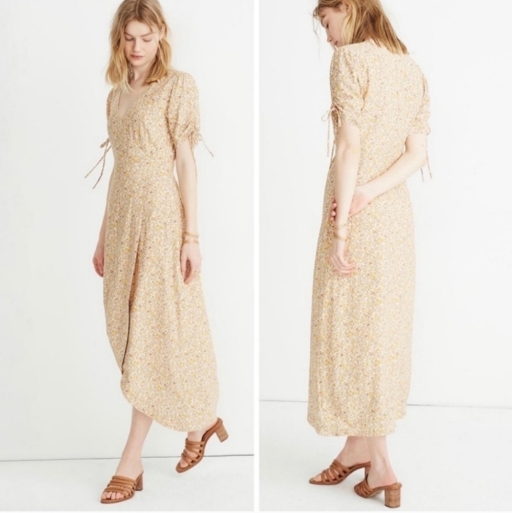 Madewell peekaboo sleeves maxi blooming vines floral dress